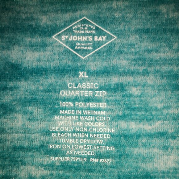 St John's Bay Ladies Size XL Teal Classic 1/4 Zip Fleece Pullover - Picture 3 of 8
